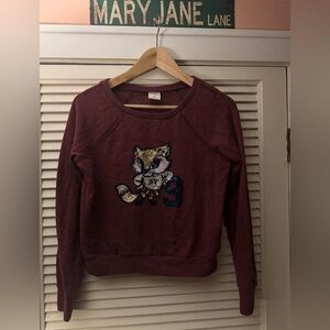 Abercrombie Maroon Sweatshirt with Fox Graphic kids Large
